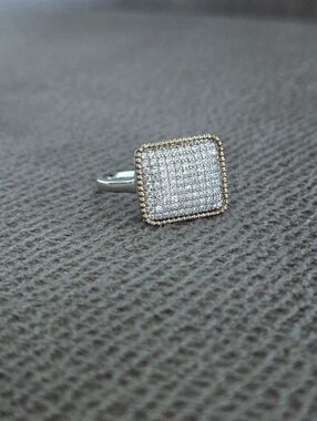 Savvy Cie Flat Square⏹️ Ring💍 with Clear Pave Crystals💎 - NWOT